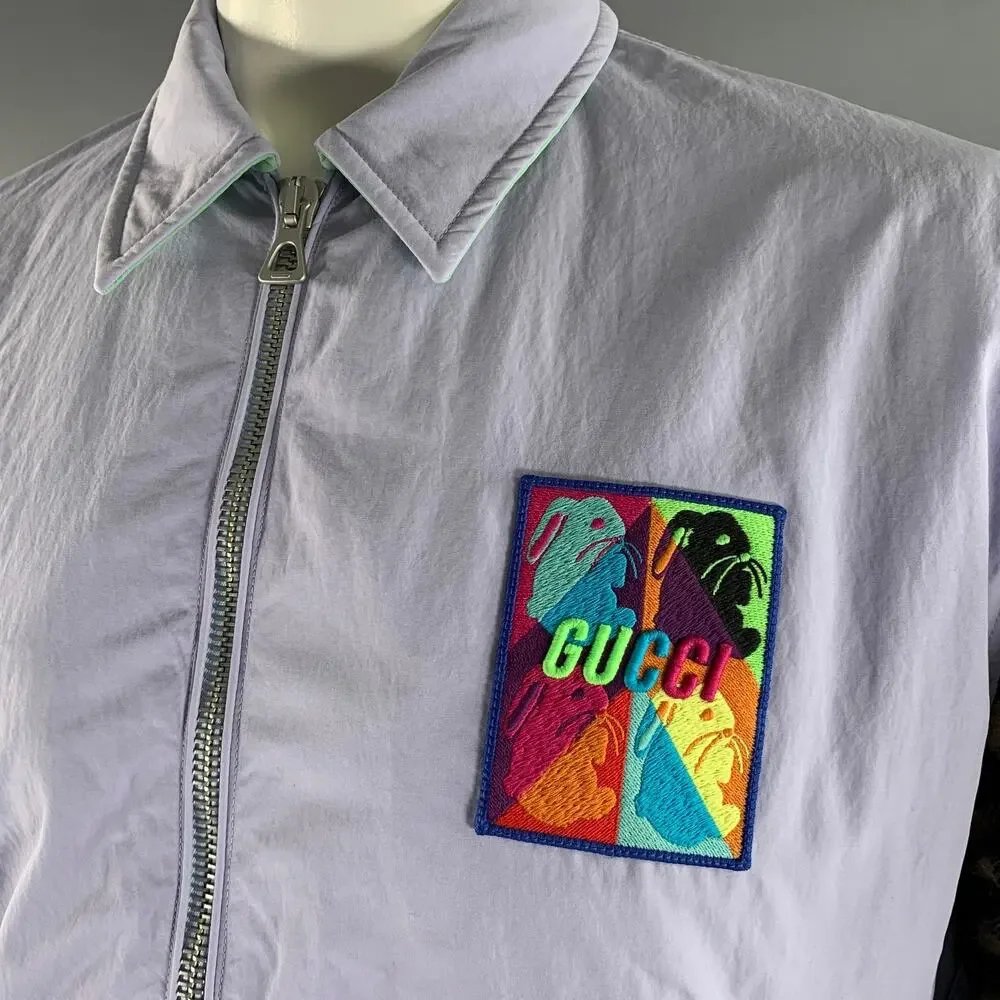 GUCCI Size 48 Purple Dans Le Vert Wool Polyamide Jacket